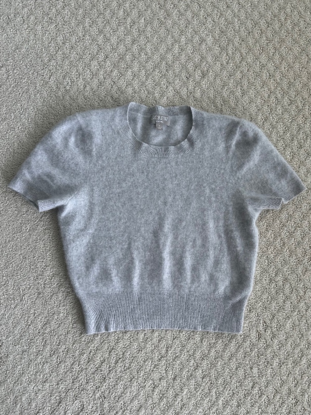 J. Crew Cashmere Shrunken Sweater Tee Heather Gray Med Neutral Minimalist Soft - Picture 2 of 11